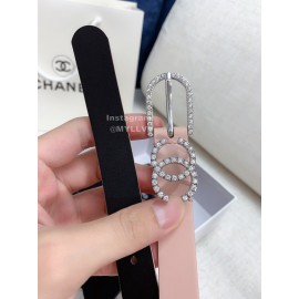 Chanel Fashion Calf Leather Diamond Pin Buckle 20mm Belt Pink