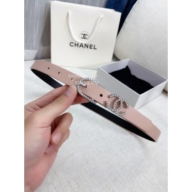 Chanel Fashion Calf Leather Diamond Pin Buckle 20mm Belt Pink