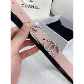 Chanel Fashion Calf Leather Diamond Pin Buckle 20mm Belt Pink