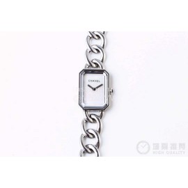 Chanel Premiere Series Square Dial Chain Strap Watch White