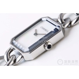 Chanel Premiere Series Square Dial Chain Strap Watch White