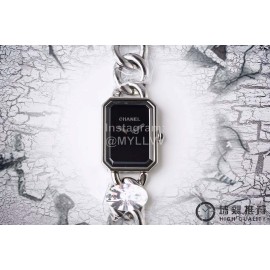 Chanel Premiere Series Square Dial Chain Strap Watch Black