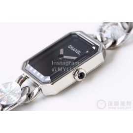 Chanel Premiere Series Square Dial Chain Strap Watch Black