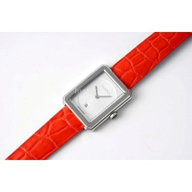 Chanel Boyfriend Serie Square Dial Leather Strap Watch Orange Red