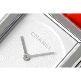 Chanel Boyfriend Serie Square Dial Leather Strap Watch Orange Red