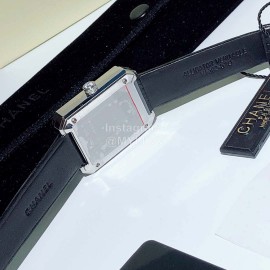 Chanel Boyfriend Series Sapphire Crystal Leather Strap Watch White