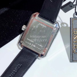 Chanel Boyfriend Series Sapphire Crystal Leather Strap Watch White