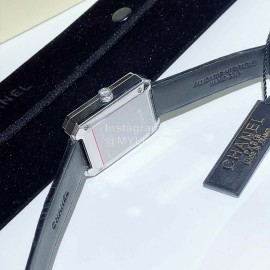 Chanel Boyfriend Series Sapphire Crystal Leather Strap Watch Black