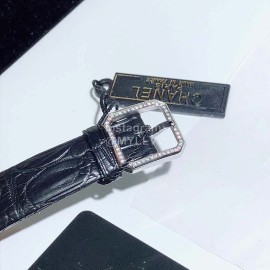 Chanel Boyfriend Series Sapphire Crystal Leather Strap Watch Black