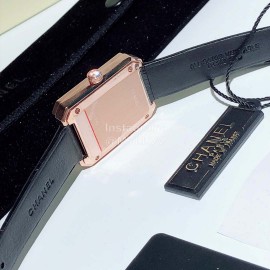 Chanel Boyfriend Series Sapphire Crystal Leather Strap Watch Rose Gold