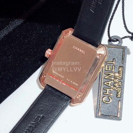 Chanel Boyfriend Series Sapphire Crystal Leather Strap Watch Rose Gold