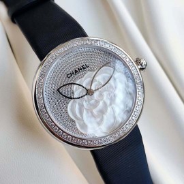 Chanel Fashion Camellia Flower Case Diamond Dial Watch