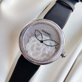 Chanel Fashion Camellia Flower Case Diamond Dial Watch