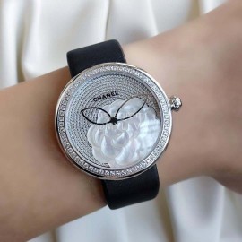 Chanel Fashion Camellia Flower Case Diamond Dial Watch
