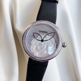 Chanel Fashion Camellia Flower Case Diamond Dial Watch