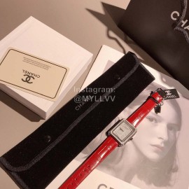 Chanel Fashion Diamond Leather Strap Watch For Women Red