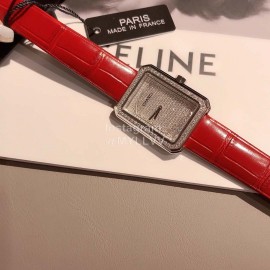 Chanel Fashion Diamond Leather Strap Watch For Women Red