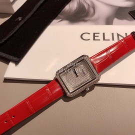 Chanel Fashion Diamond Leather Strap Watch For Women Red