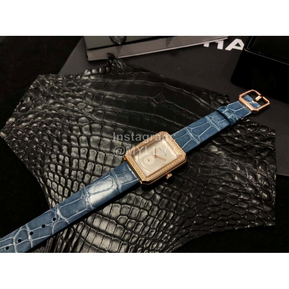 Chanel Boy·Friend Series Alligator Leather Strap Watch Blue