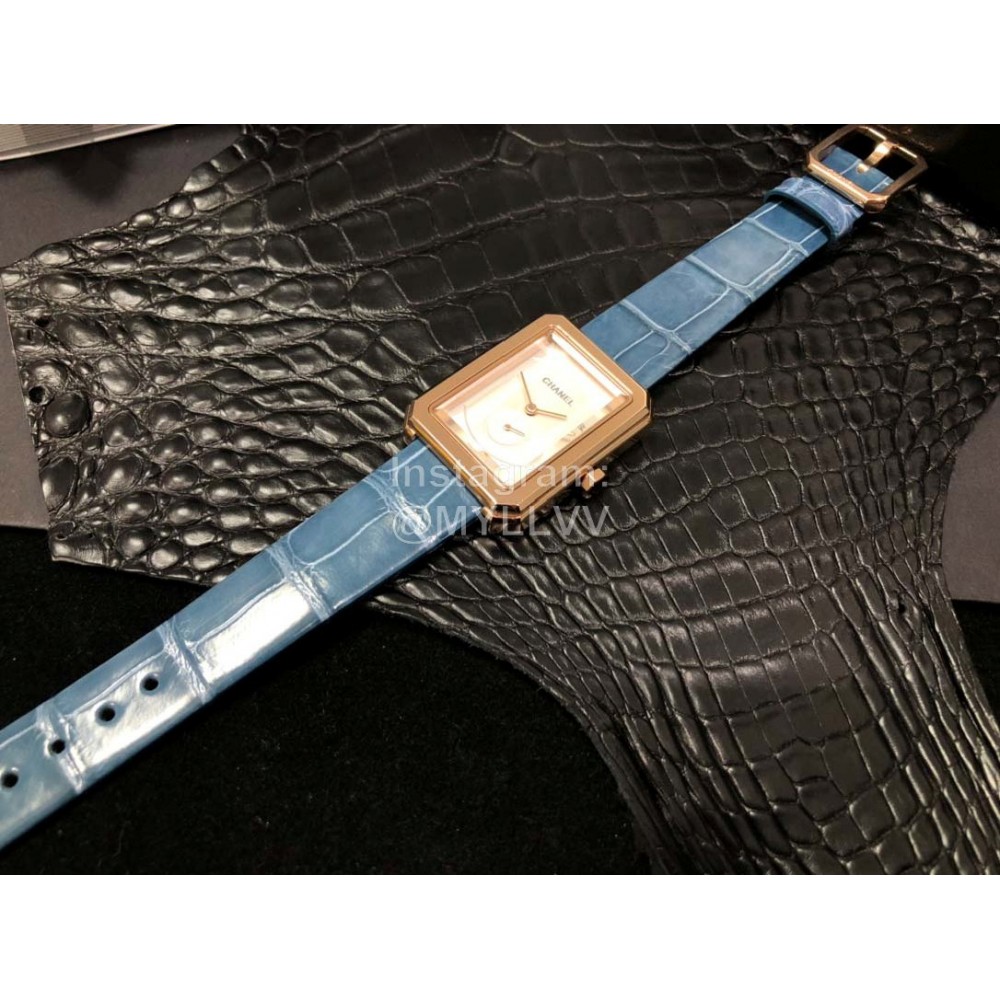 Chanel Boy·Friend Series Blue Alligator Leather Strap Watch