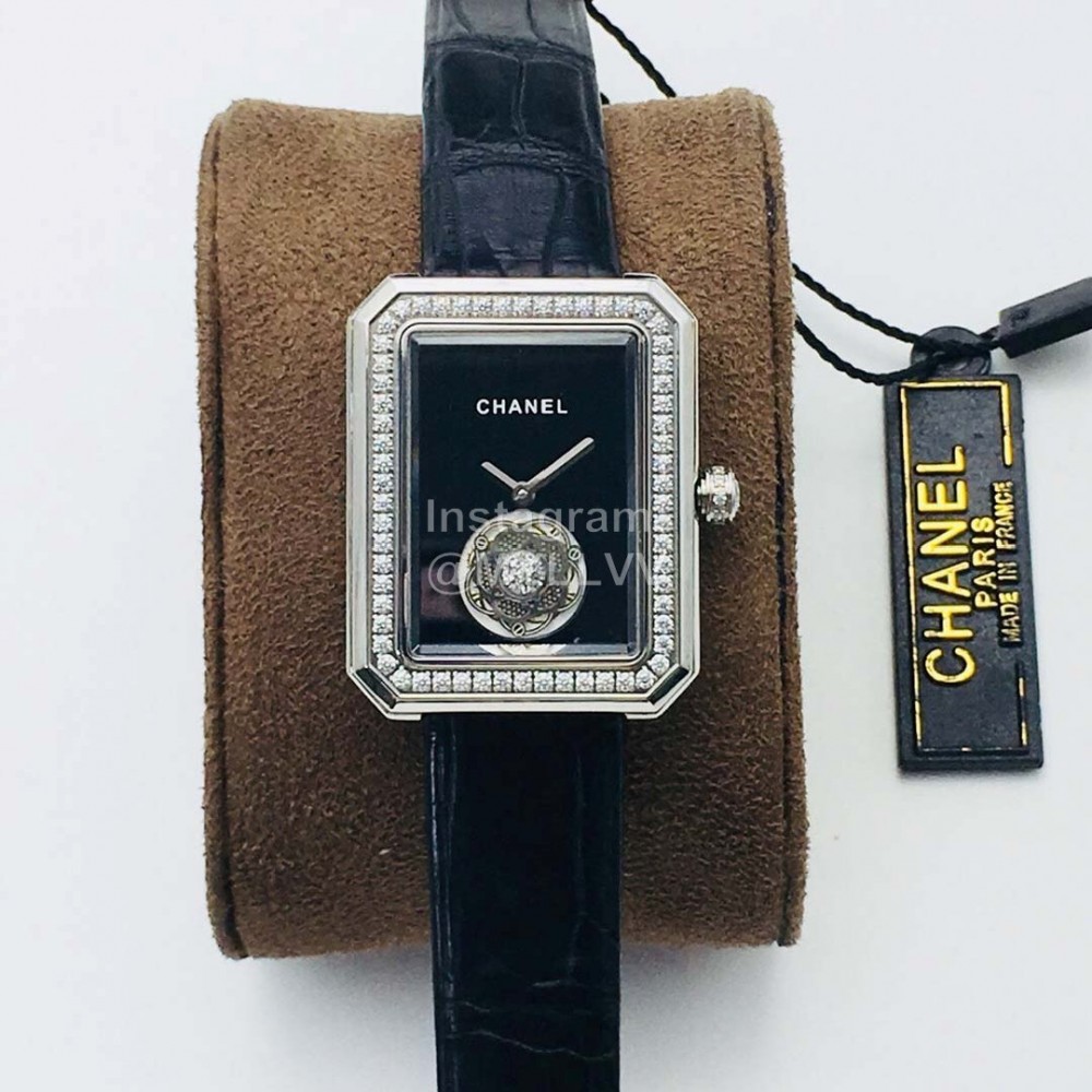 Chanel Tw Factory Premiere Series Diamond Square Dial Watch Black
