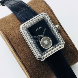 Chanel Tw Factory Premiere Series Diamond Square Dial Watch Black