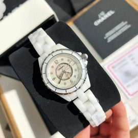 Chanel Diamond Dial Waterproof 200m Watch For Women White