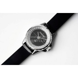 Chanel J12 Diamond Dial Leather Strap Watch For Women Silver