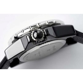 Chanel J12 Diamond Dial Leather Strap Watch For Women Silver