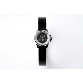 Chanel J12 Diamond Dial Leather Strap Watch For Women Silver