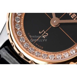 Chanel J12 Diamond Dial Black Leather Strap Watch For Women