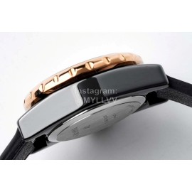Chanel J12 Diamond Dial Black Leather Strap Watch For Women