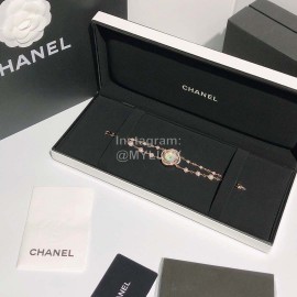 Chanel CaméLia Series Rose Gold Pearl Chain Watch For Women White
