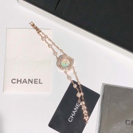 Chanel CaméLia Series Rose Gold Pearl Chain Watch For Women White