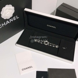 Chanel CaméLia Series Silver Pearl Chain Watch For Women Black