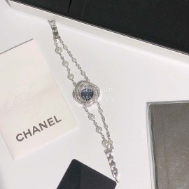 Chanel CaméLia Series Silver Pearl Chain Watch For Women Black