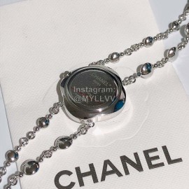 Chanel CaméLia Series Silver Pearl Chain Watch For Women Black