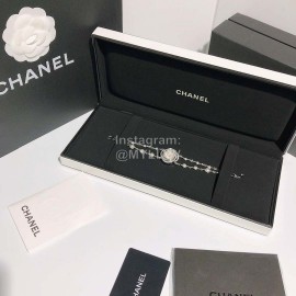 Chanel CaméLia Series Silver Pearl Chain Watch For Women White