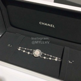Chanel CaméLia Series Silver Pearl Chain Watch For Women White