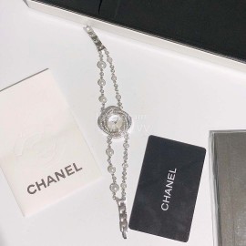 Chanel CaméLia Series Silver Pearl Chain Watch For Women White