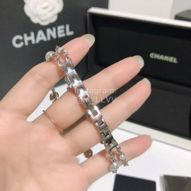 Chanel CaméLia Series Silver Pearl Chain Watch For Women White