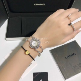 Chanel CaméLia Series Silver Pearl Chain Watch For Women White