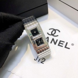 Chanel Code Coco Fashion Plaid Strap Watch Silver