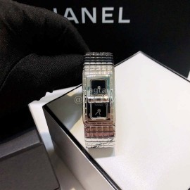 Chanel Code Coco Fashion Plaid Strap Watch Silver