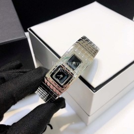 Chanel Code Coco Fashion Plaid Strap Watch Silver
