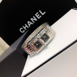 Chanel Code Coco Fashion Plaid Strap Watch Silver