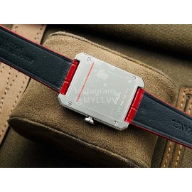 Chanel Cb Factory Square Dial Red Leather Strap Watch