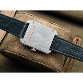 Chanel Cb Factory Square Dial Black Leather Strap Watch