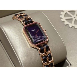 Chanel Steel Leather Strap Square Dial Watch