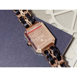 Chanel Steel Leather Strap Square Dial Watch